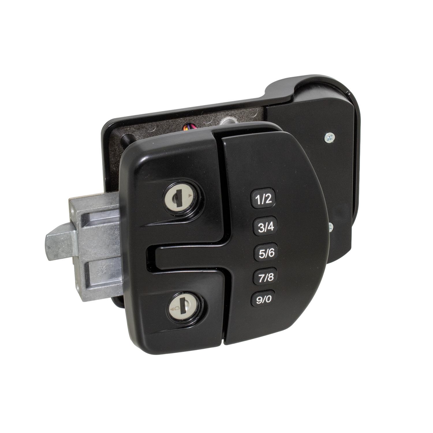 Ultra Pro G3 latch, three quarters view with backplate